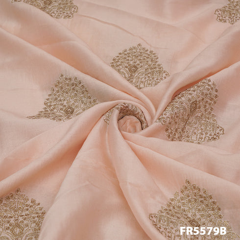 Embroidered Sequins Chanderi Silk Fabric-FR5579